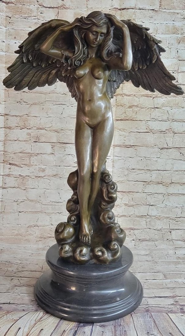 Descending Night Angel Bronze Sculpture: Descending Night Angel Bronze Sculpture This famous piece entitled "Descending Night" was crafted by German sculptor, Adolph A. Weinman. It depicts a beautiful nude angel. Her head tilted dow