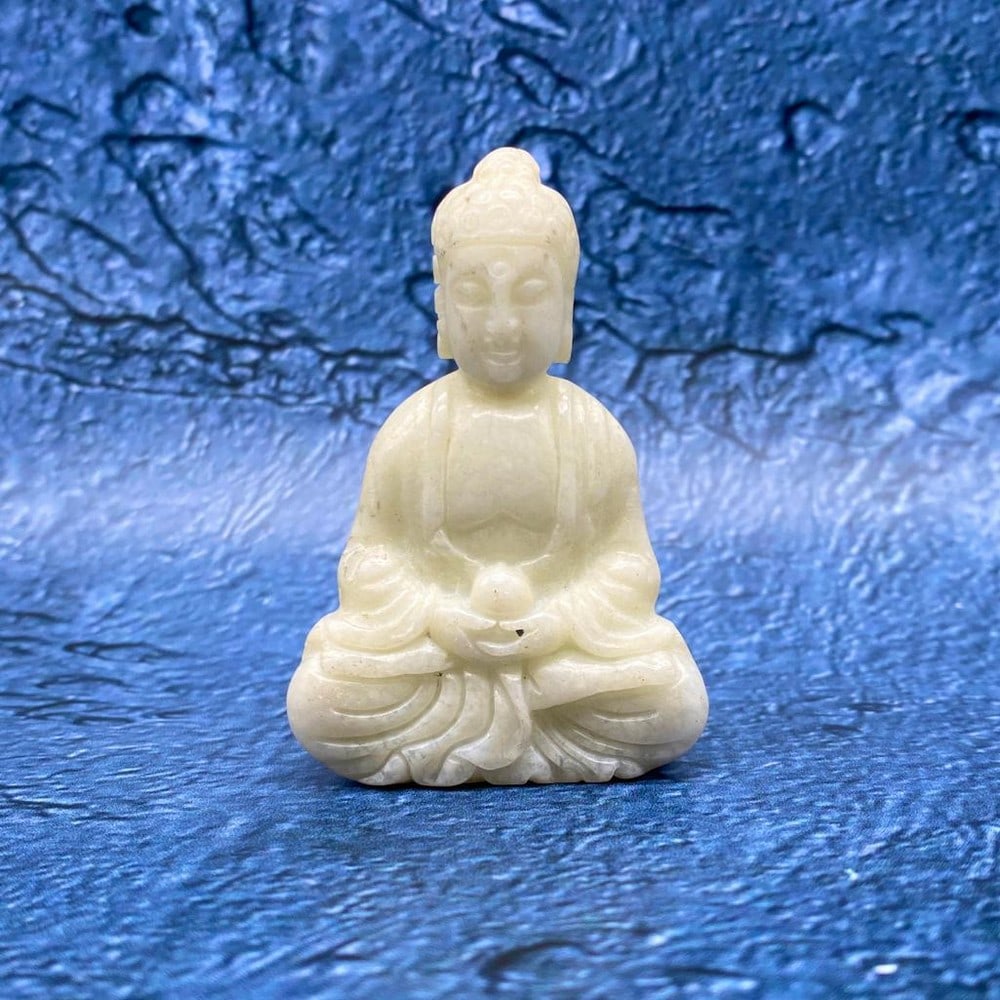 Asian White Jade Resting Buddha Figure (1 of 2)