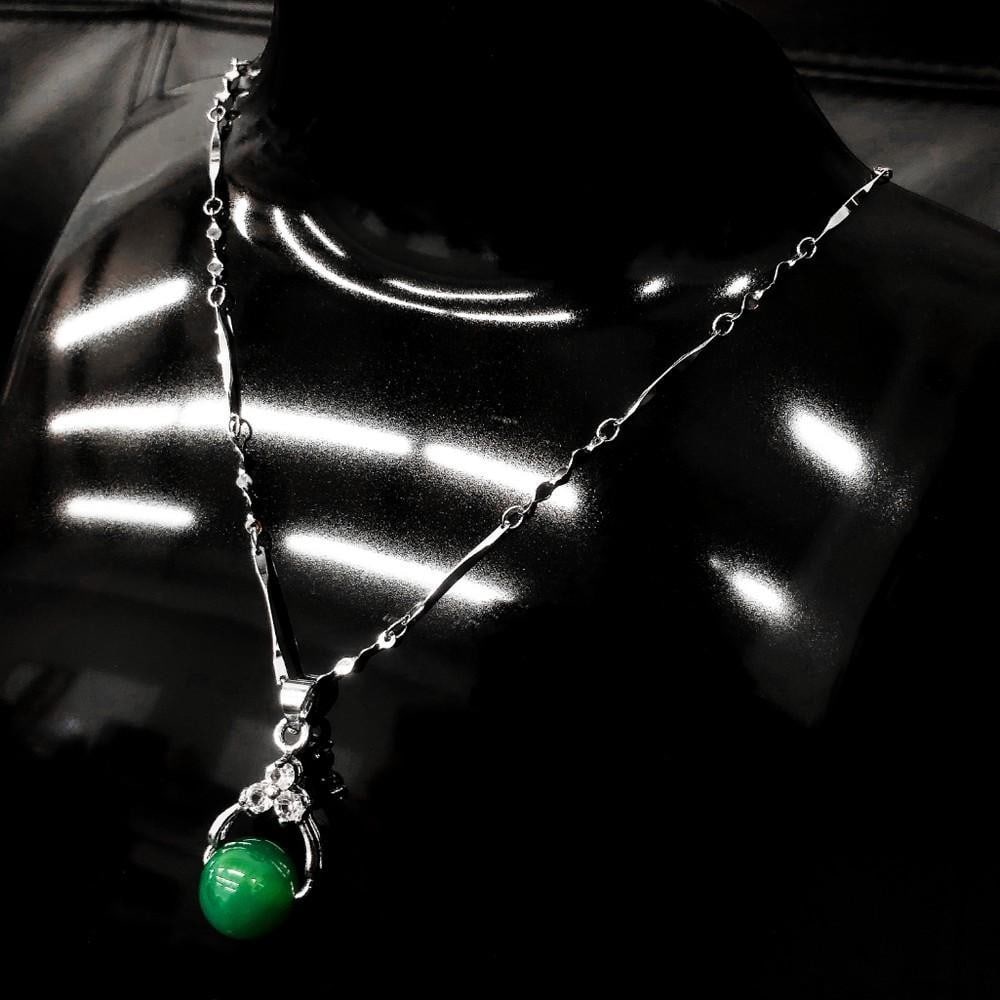 Asian Green Jade Pendant On 925 Silver Necklace (1 of 2)