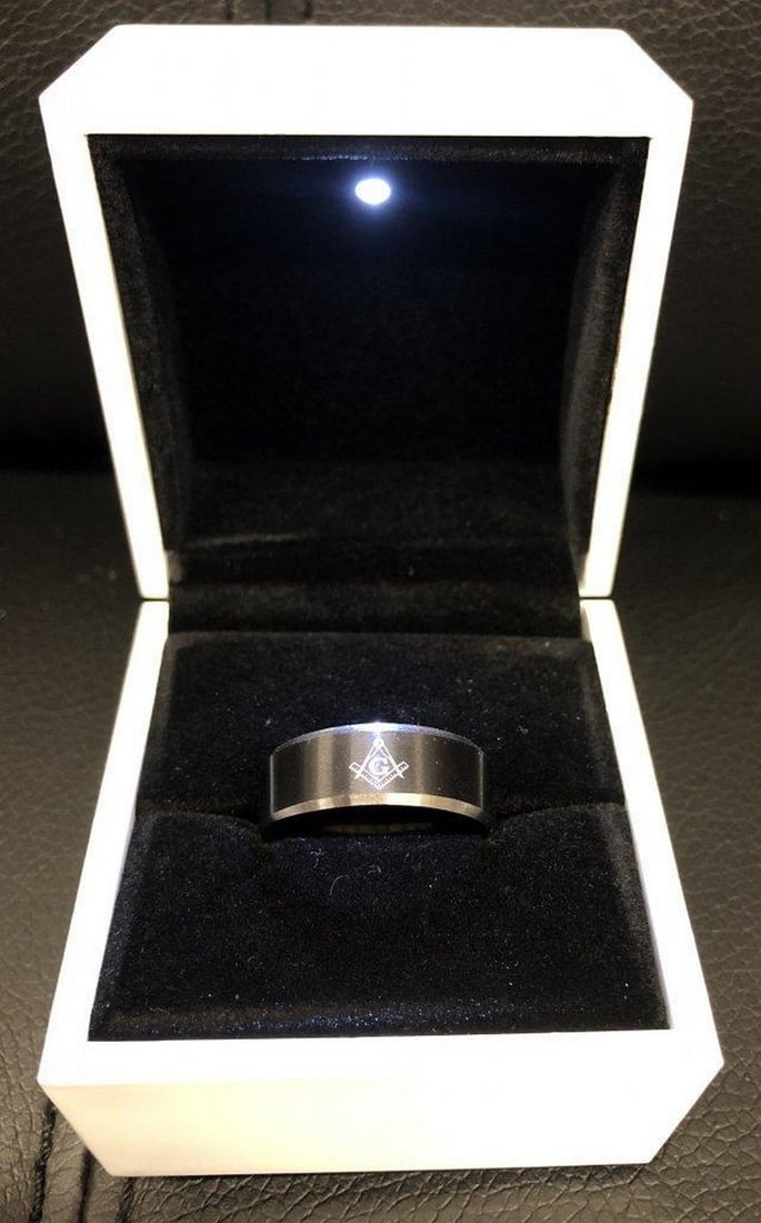 Mens Titanium Steel Black And Silver Ring (1 of 2)