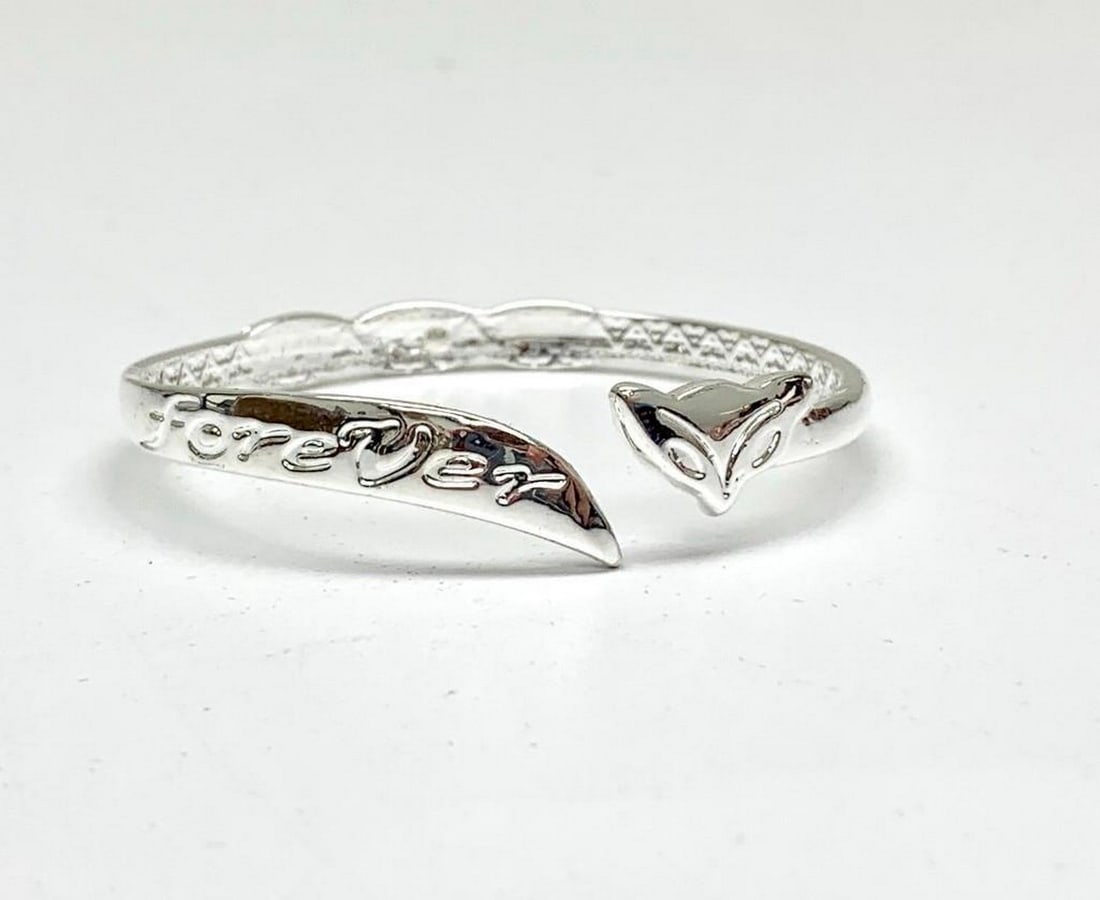 Silver Fox Head Bangle Bracelet - 2