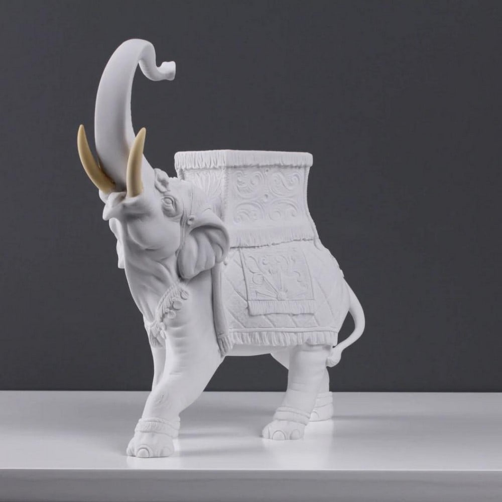 Indian Elephant White Carrara Marble Sculpture (3.5lbs) (1 of 6)