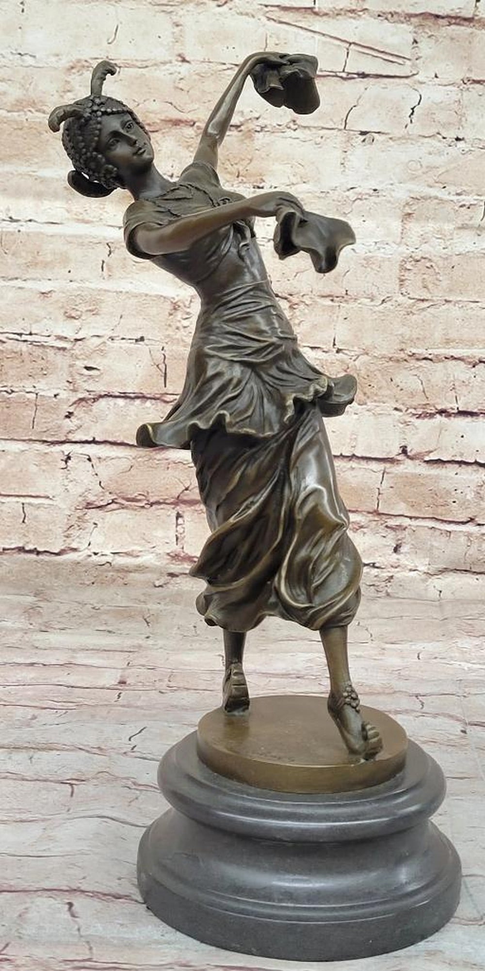 Turkish Dancer Inspired Bronze Sculpture by Colinet on Marble Base - 15" x 10" (1 of 6)