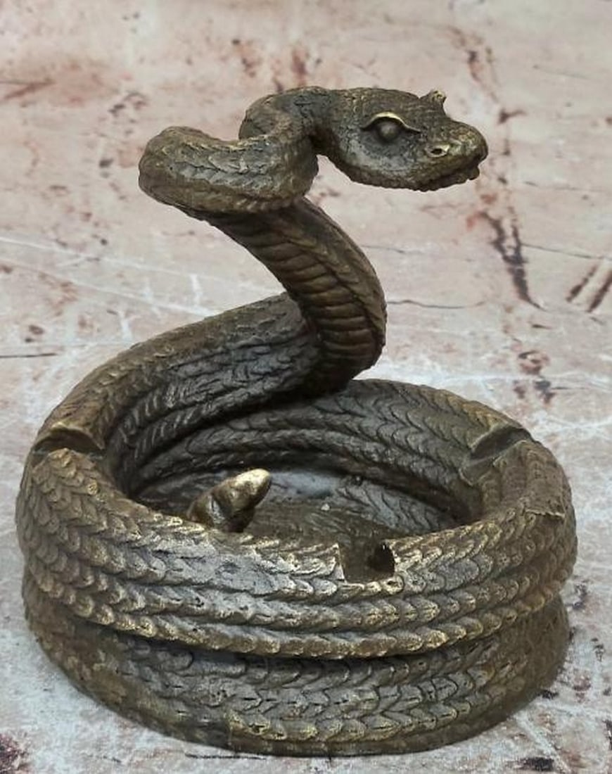 Bronze Rattlesnake Ashtray Sculpture (1 of 6)