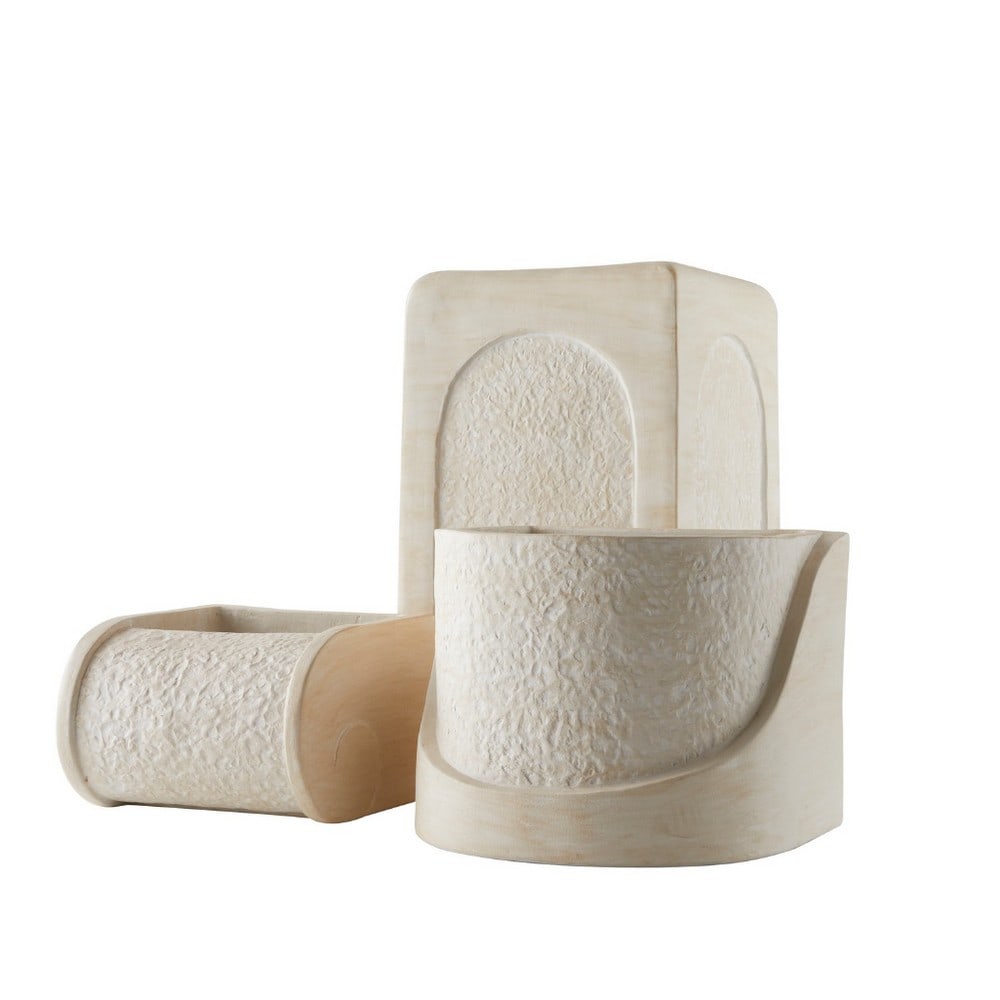 Set of 3 Ivory White Planters, Callies Collection (1 of 3)
