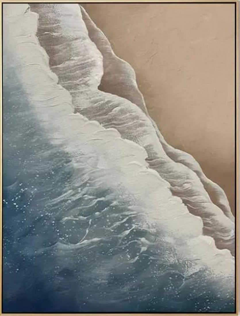 Crest of Motion: Crest of Motion Crest of Motion captures the raw energy and fluid elegance of a crashing ocean wave in sculptural, textured form. Thick, layered strokes rise from the canvas in sweeping arcs, creatin