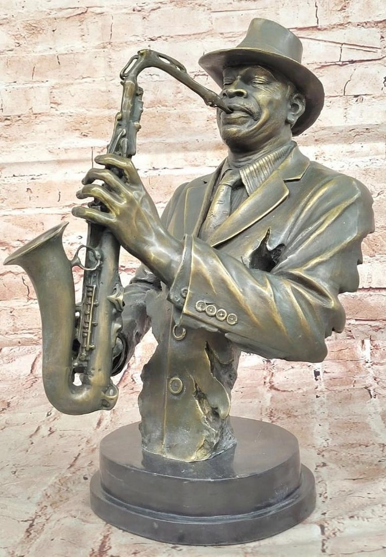 Soul of Jazz Original Bronze Sculpture by Williams - 15" x 10": Soul of Jazz Original Bronze Sculpture by Williams - 15" x 10" This expressive bronze sculpture by artist Williams captures the soulful essence of jazz through the figure of a saxophone player