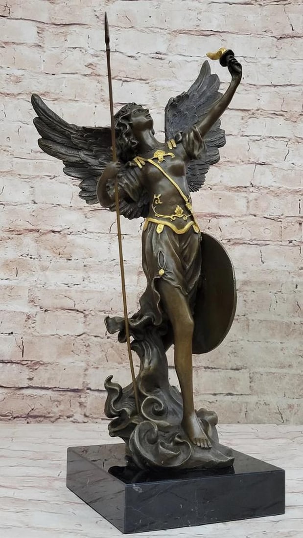 Inspired Bronze Sculpture of 'Archangel Gabriel': Divine Messenger & Champion of Goodness - 19" x 9" (1 of 6)