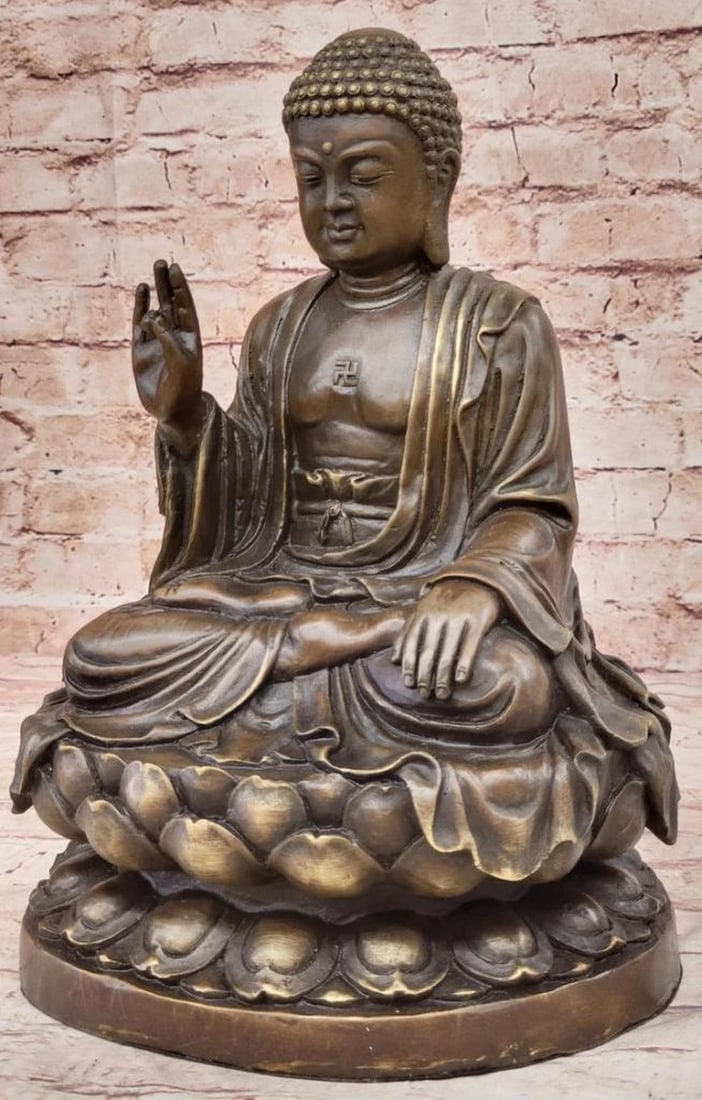 Serene Shakyamuni: Original Bronze Art - Meditating Buddha Sculpture - 12.5" x 8.5" (1 of 7)
