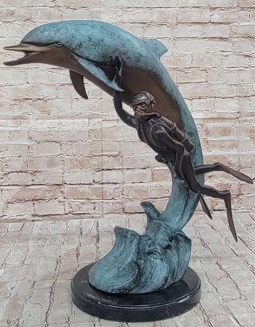 Scuba Diver and Giant Humpback Whale" Bronze Sculpture by Marius Limited Edition - 18" x 23" (1 of 8)