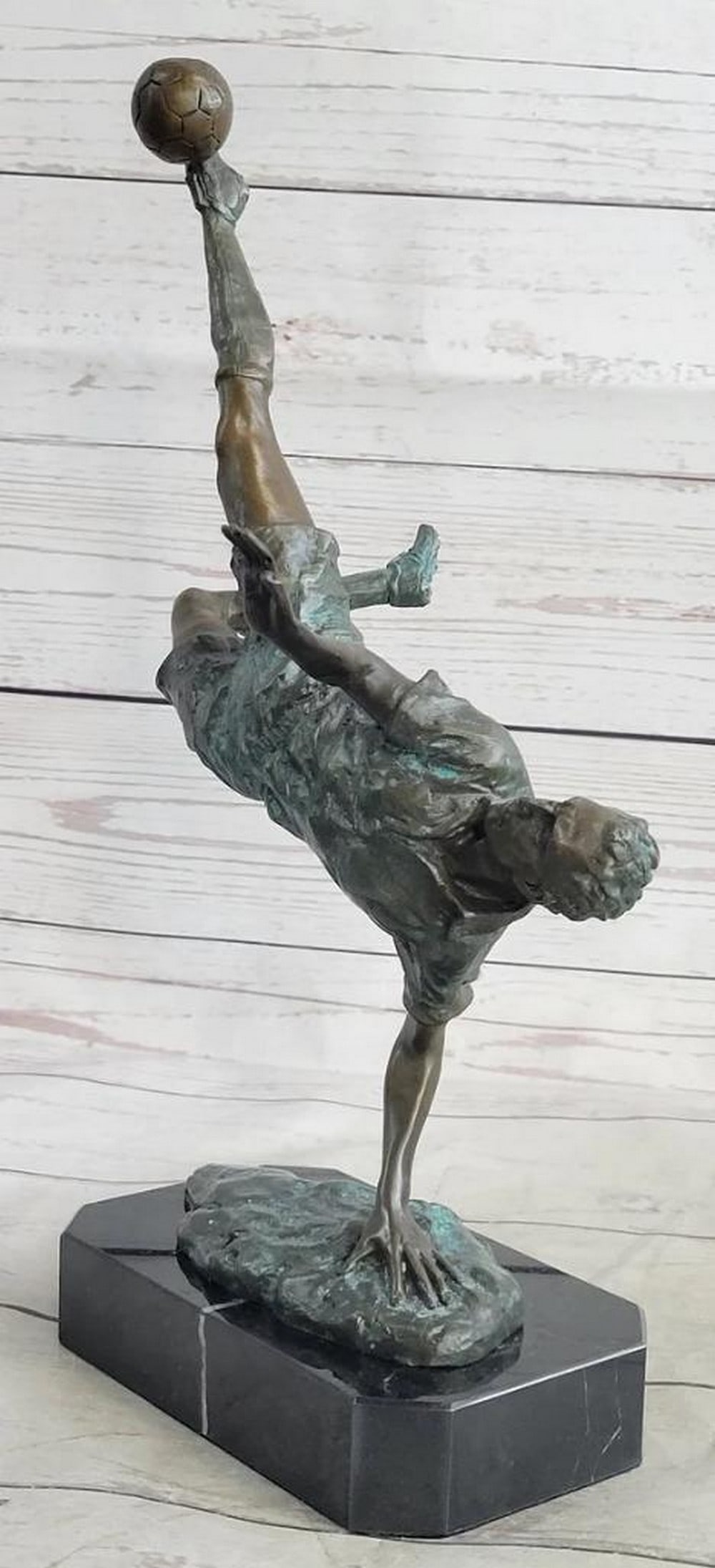 PrecisionKick - Signed Original Bronze Soccer Sculpture by Milo on Marble Base - 13" x 9.5": PrecisionKick - Signed Original Bronze Soccer Sculpture by Milo on Marble Base - 13" x 9.5" Introducing "PrecisionKick: Bronze Soccer Sculpture" – an exhilarating ode to the beautif