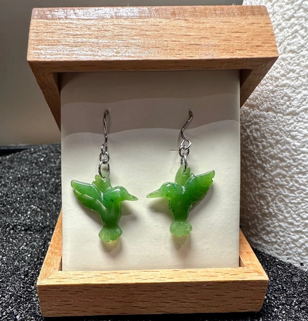 Canadian Nephrite Jade Bird Earrings (1 of 3)
