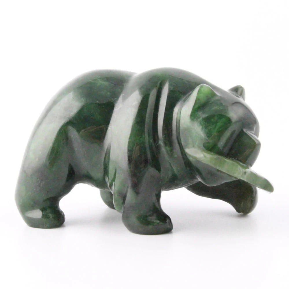 Canadian Nephrite Bear Holding Fish Jade Carving (1 of 3)