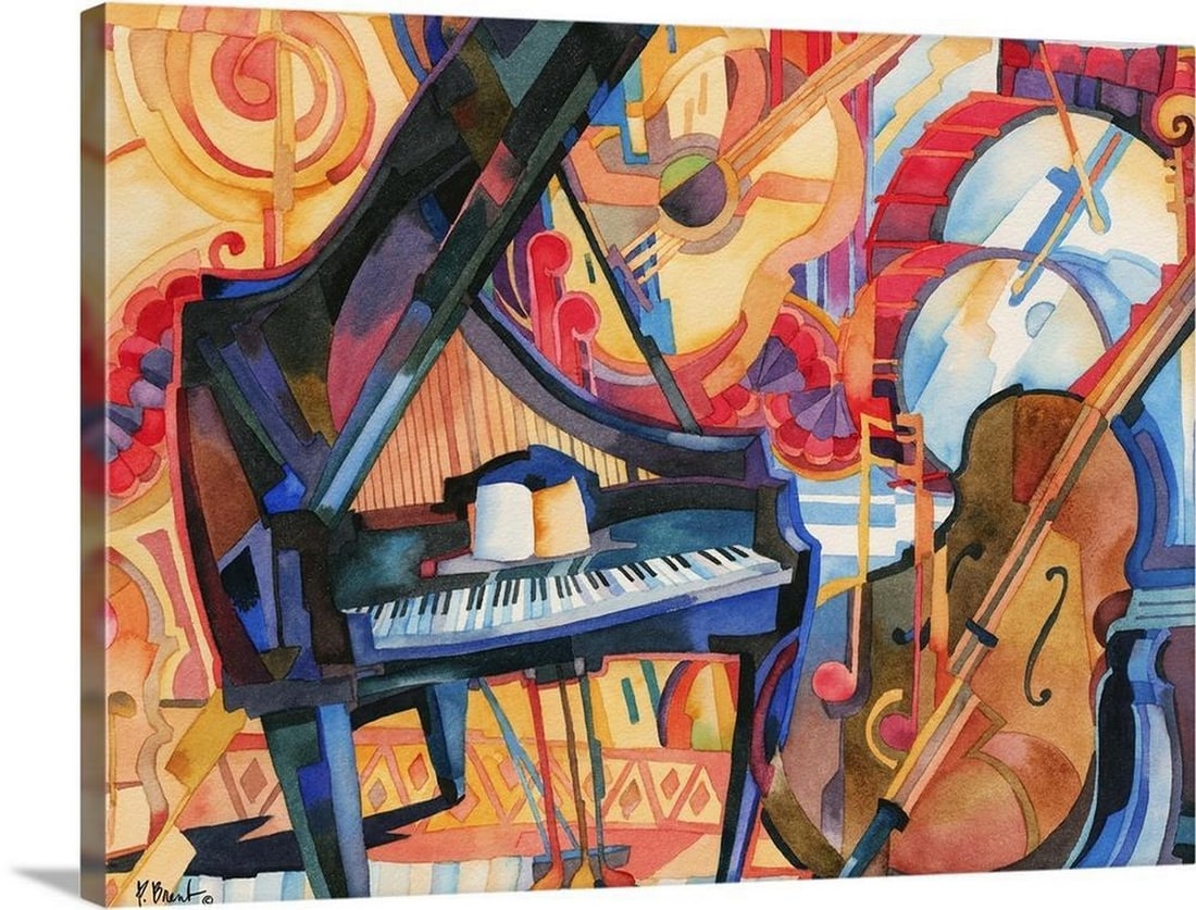 Big City Music Piano – Canvas Reproduction by Paul Brent: Big City Music Piano – Canvas Reproduction by Paul Brent Celebrate the energy of jazz and the elegance of urban rhythm with Big City Music Piano by Paul Brent. This dynamic canvas reproduction showc