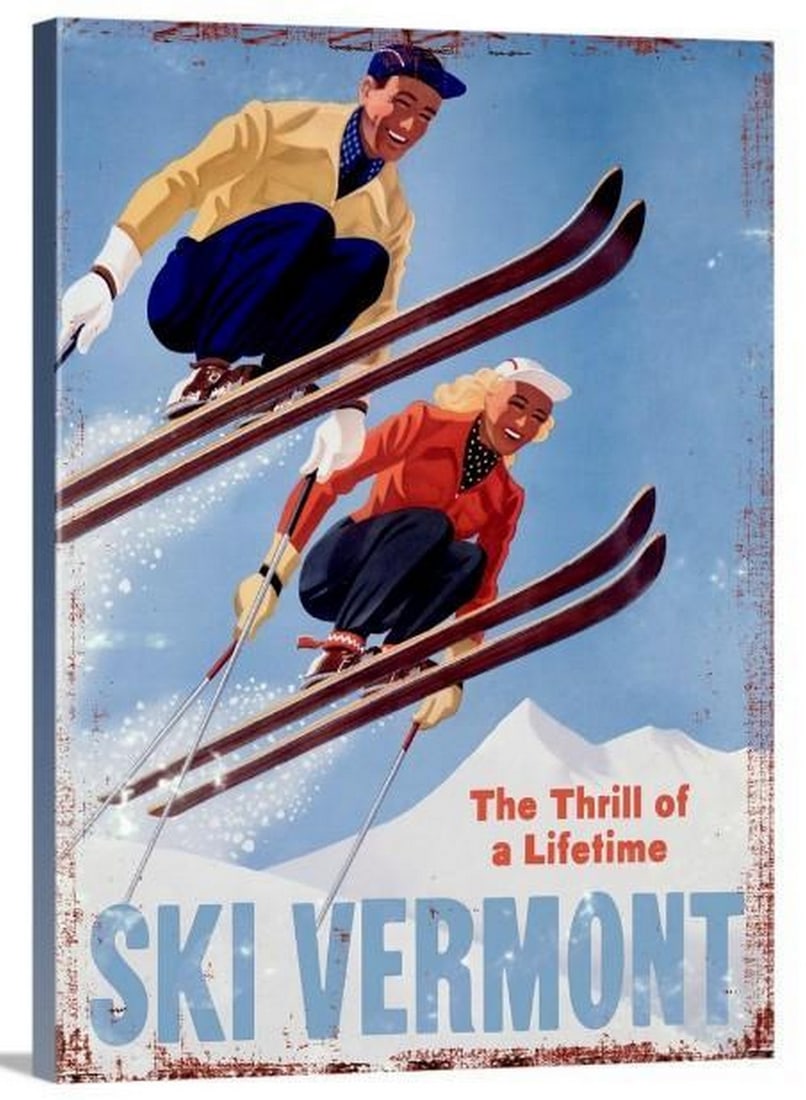 Ski Vermont Vintage Advertising Stretched Canvas Print (1 of 1)