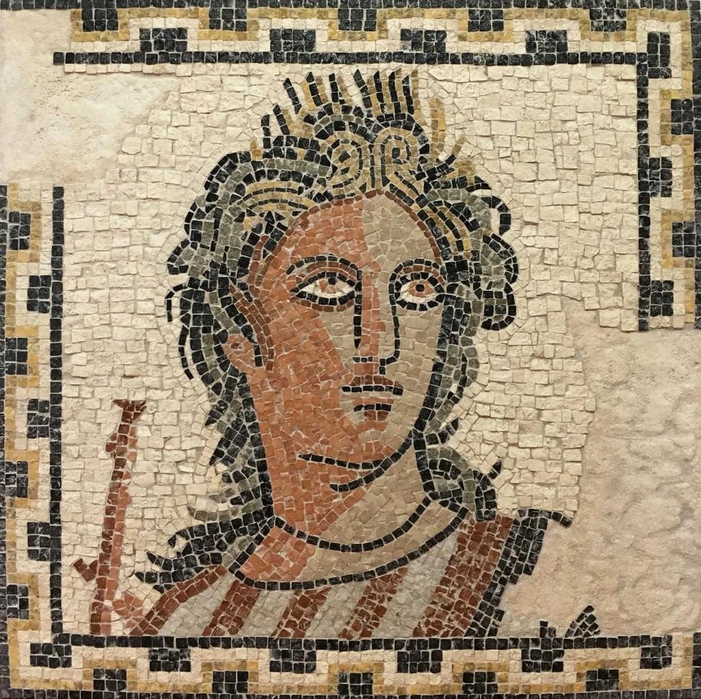 Euterpe, Muse of Music - Incomplete Mosaic: Euterpe, Muse of Music - Incomplete Mosaic Euterpe, Muse of Music - Incomplete Mosaic is apart of a wide collection of Mythological Mosaics. This piece of art is a reproduction the original found in