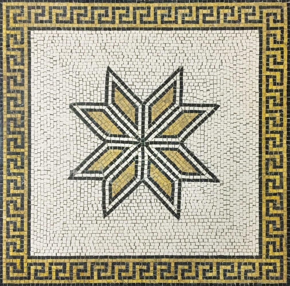 Star of Lozenges: Geometric Mosaic Pattern: Star of Lozenges: Geometric Mosaic Pattern The Star of Lozenges is a striking geometric mosaic, characterized by intersecting lines that create a star-like pattern of repeating lozenges. Commonly used