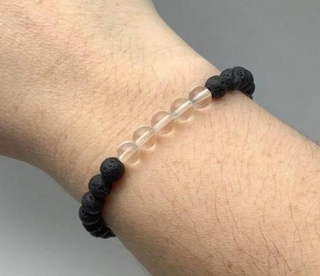 Harmony & Strength Bracelet- Clear Quartz And Lava Stone - 2