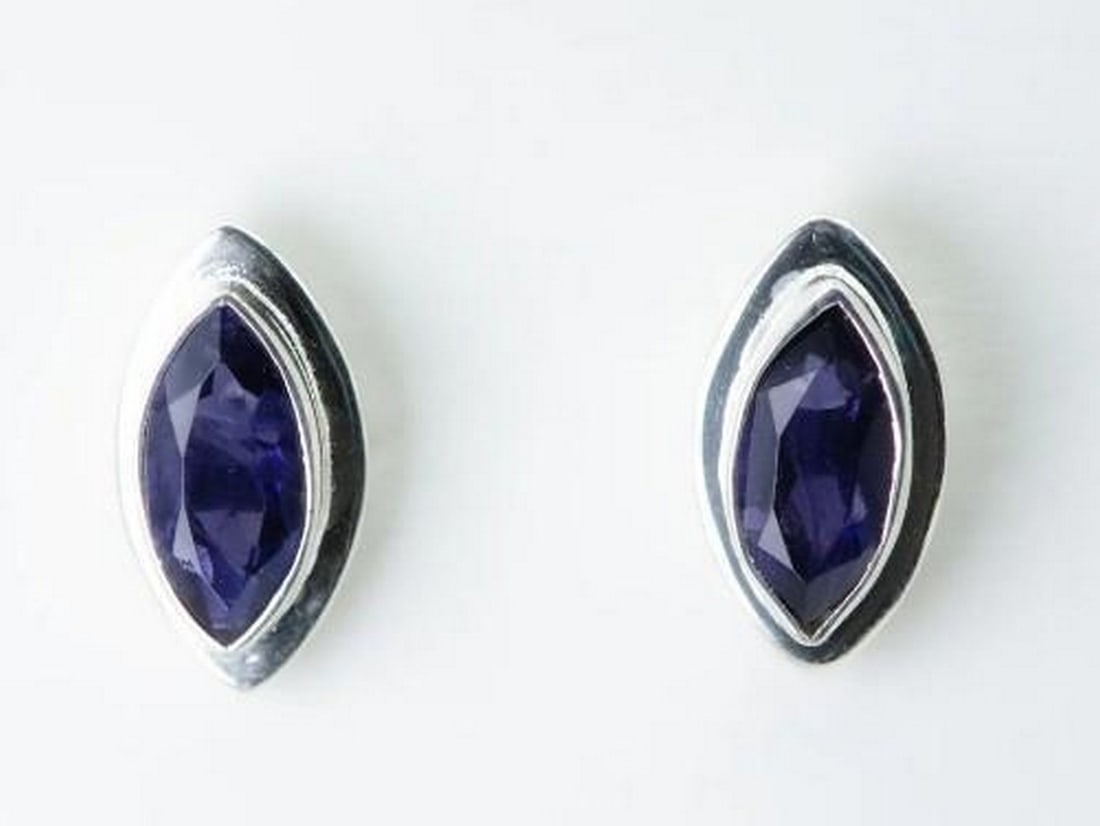 Elegant Iolite Stud Earrings - 2