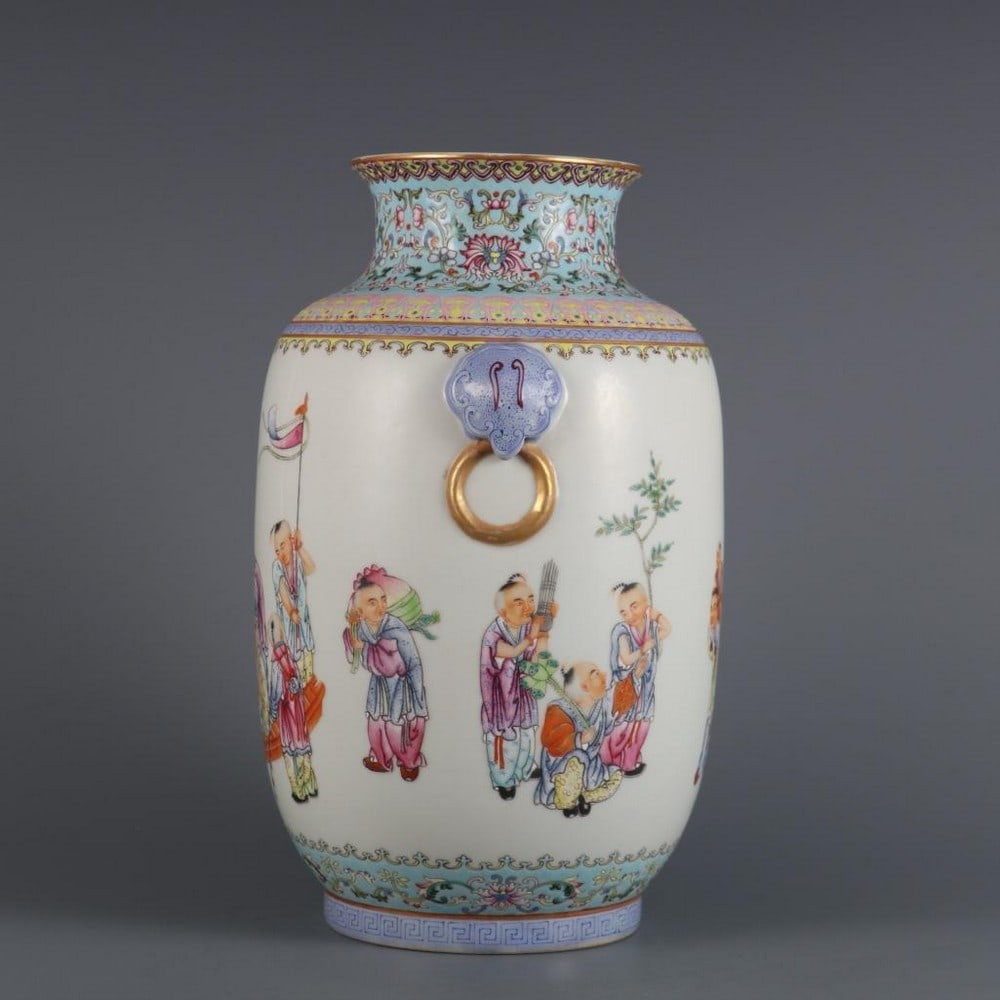 Famille Rose 'Baby Play' Lantern Vase (1 of 8)