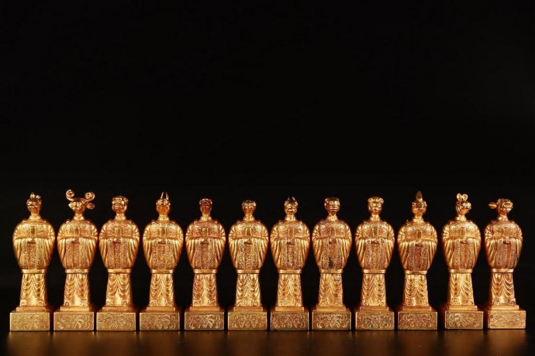 Collection Of 12 Zodiac Seals In Gilt Bronze, 5,500g (1 of 9)