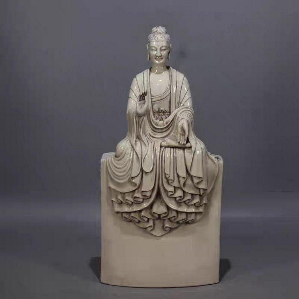 Inspired Ming Jiajing He Chaozong Sculpture of Seated Ru Lai Buddha Statue (1 of 7)