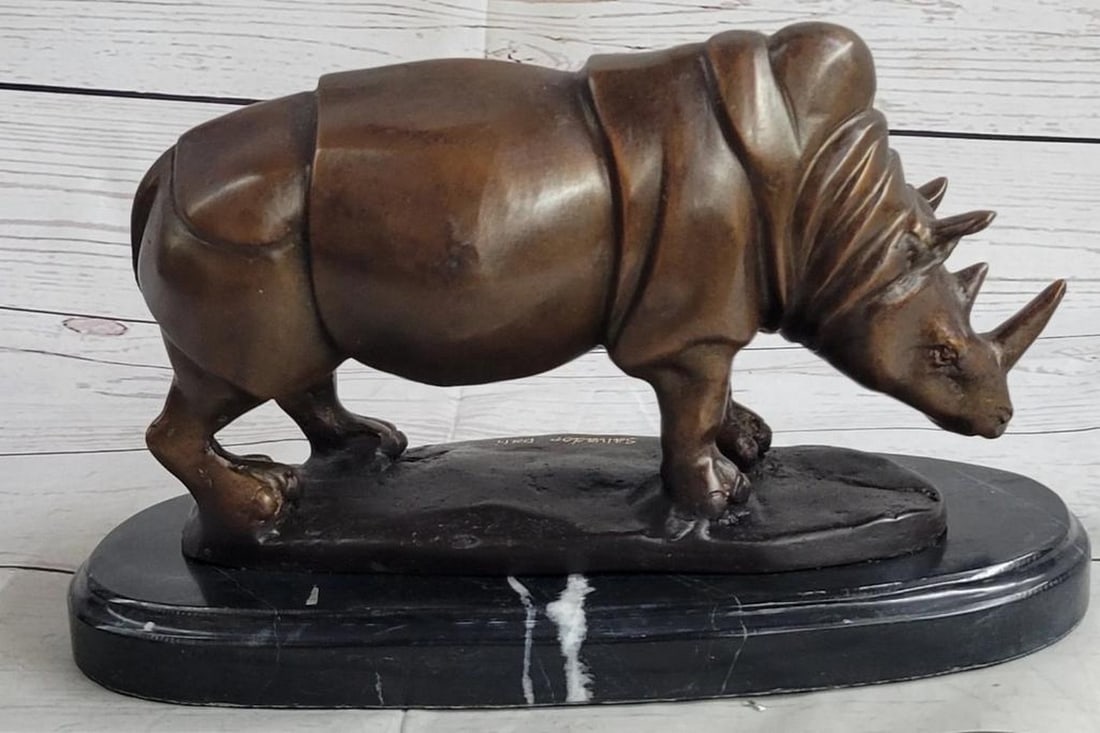 Salvador Dali Signed Bronze 'Rhino' Inspired Sculpture - 6.5" x 10.5" (1 of 6)