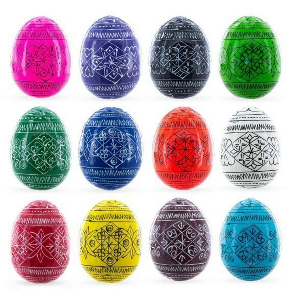 Easter Elegance, Hand-Painted Ukrainian Wooden Eggs (1 of 2)