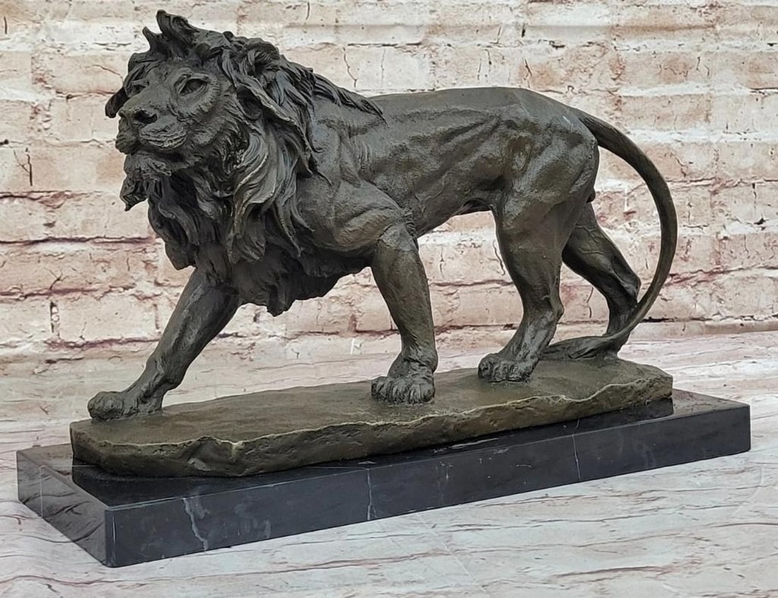 Regal Presence Original Bronze Lion Sculpture Signed by Milo on Marble Base - 10.5" x 16.5" (1 of 7)