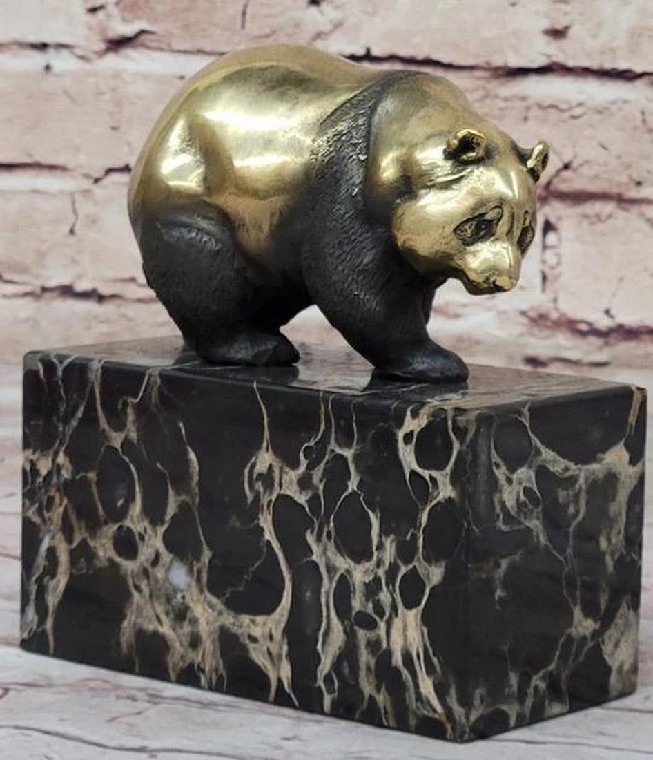 Patina Wandering Panda Bronze Statue - 6" x 5": Patina Wandering Panda Bronze Statue - 6" x 5" Created by the skilled Portuguese sculptor Milo, this bronze panda sculpture is a captivating representation of a charming and relaxed panda.
