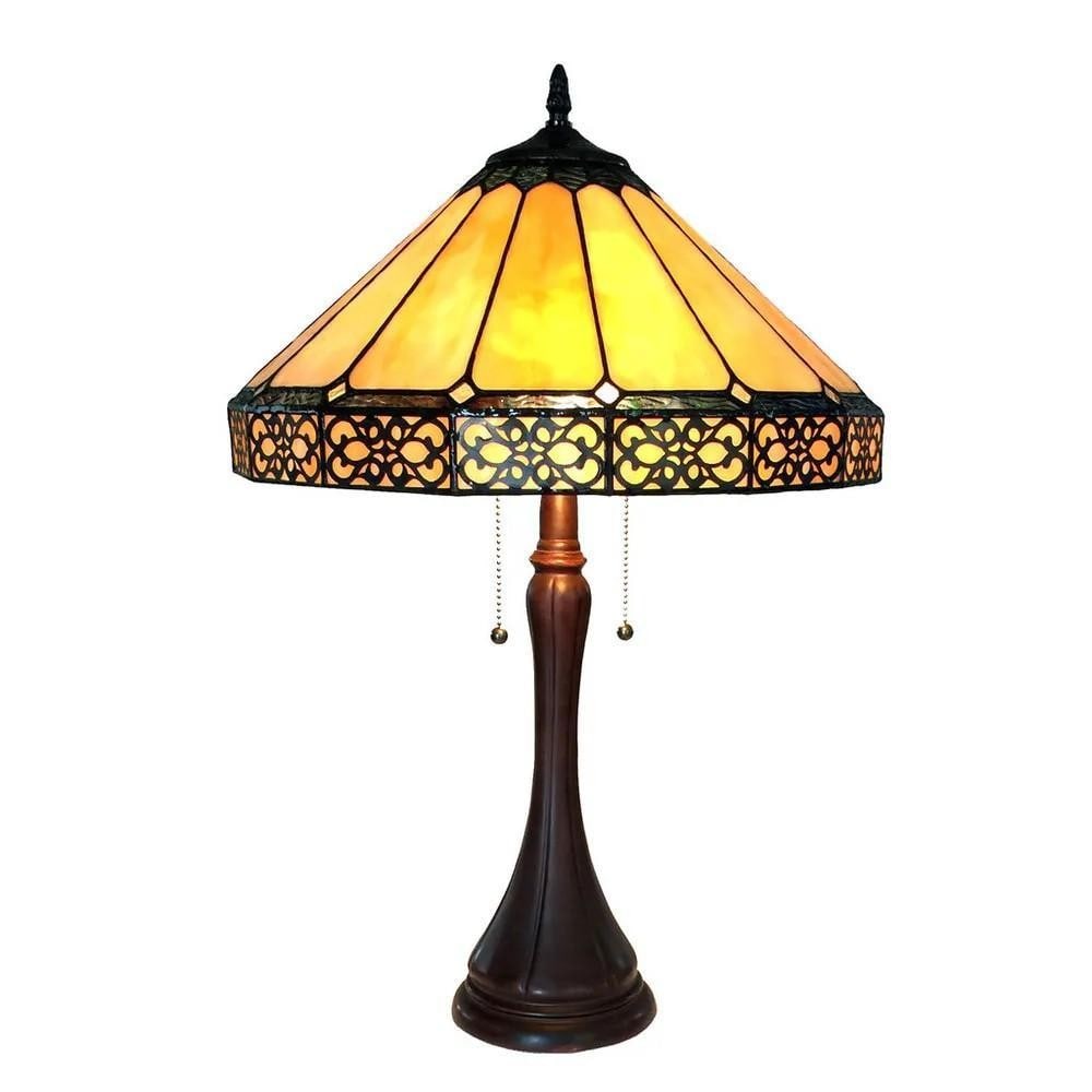 Eleanor Tiffany-Style Mission 2-Light Table Lamp: Eleanor Tiffany-Style Mission 2-Light Table Lamp Illuminate your space with the timeless beauty of the Eleanor Tiffany-style Mission design table lamp. Crafted with 80 individually hand-cut