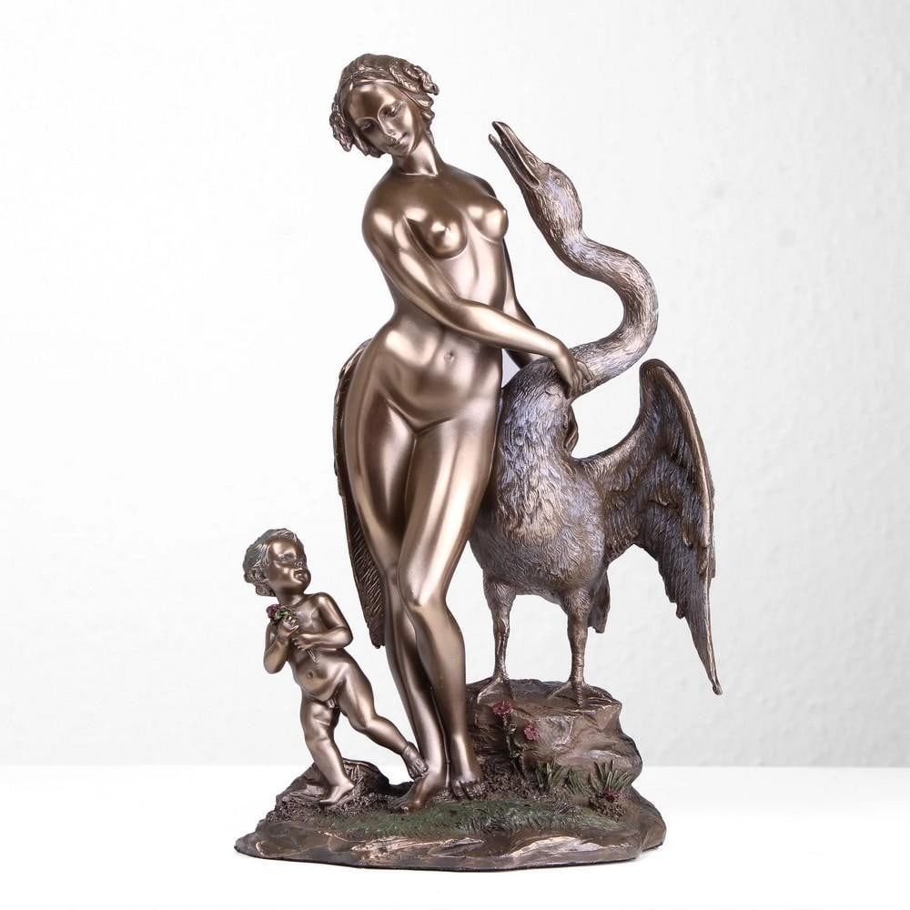 Leda and the Swan Inspired Cold Cast Bronze Sculpture - (2.4lbs): Leda and the Swan Inspired Cold Cast Bronze Sculpture - (2.4lbs) A stunning cold cast bronze sculpture of Leda and the Swan, crafted with bronze powder and designer resin for a durable and elegant