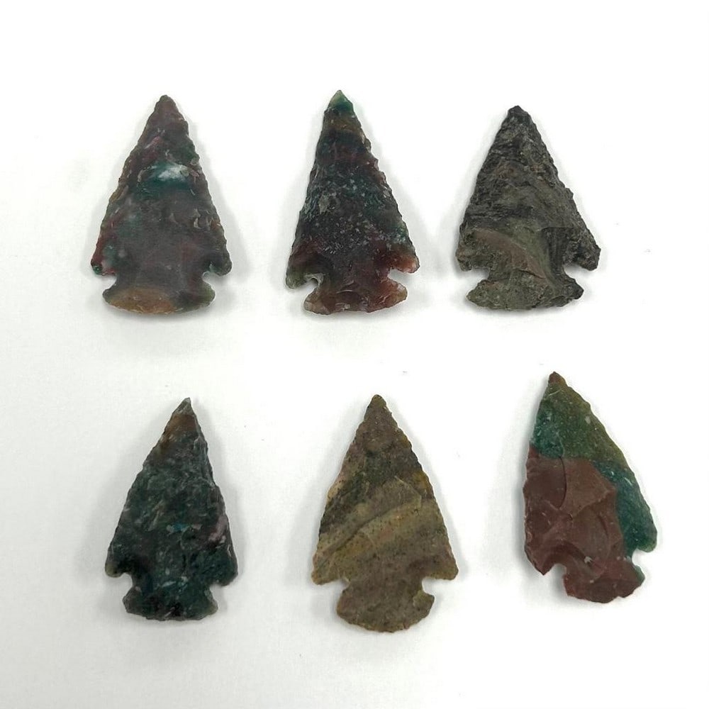 Lot Of 6 Natural Flint Rock Arrowheads (35mm - 30mm) (1 of 2)