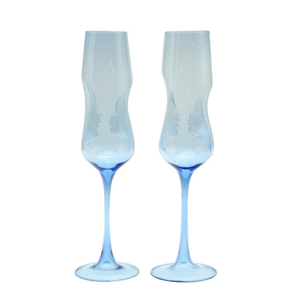 You and Me Flute Murano Glass Set 2 Pieces: You and Me Flute Murano Glass Set 2 Pieces These handcrafted flute glasses feature two faces inside the glass, inspired by Love. Perfect for prosecco, sparkling wine, and champagne, they bring a touc