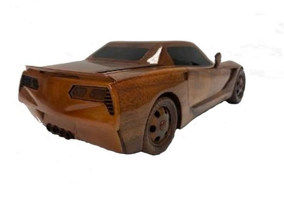 Handcrafted Mahogany 2018 Corvette Scale Model - 4
