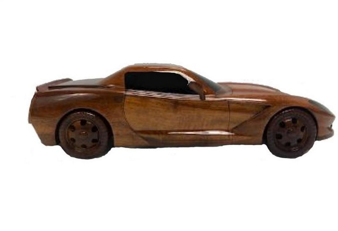 Handcrafted Mahogany 2018 Corvette Scale Model - 5