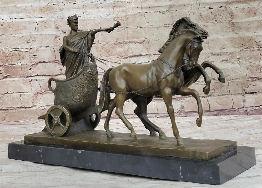 Roman Chariot with Horses Bronze Sculpture – 11" x 17" (1 of 6)