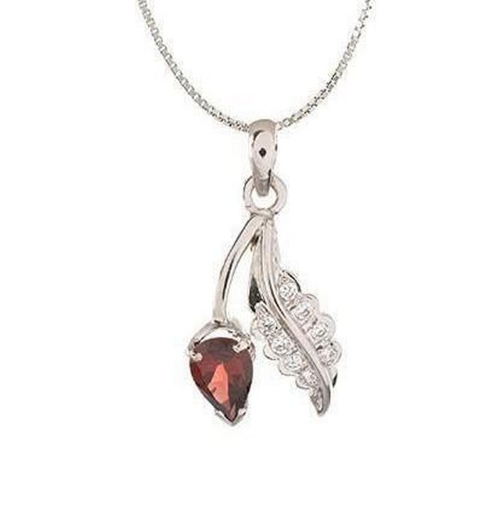 Garnet and Crystal Sterling Silver Necklace Pendant (1 of 2)