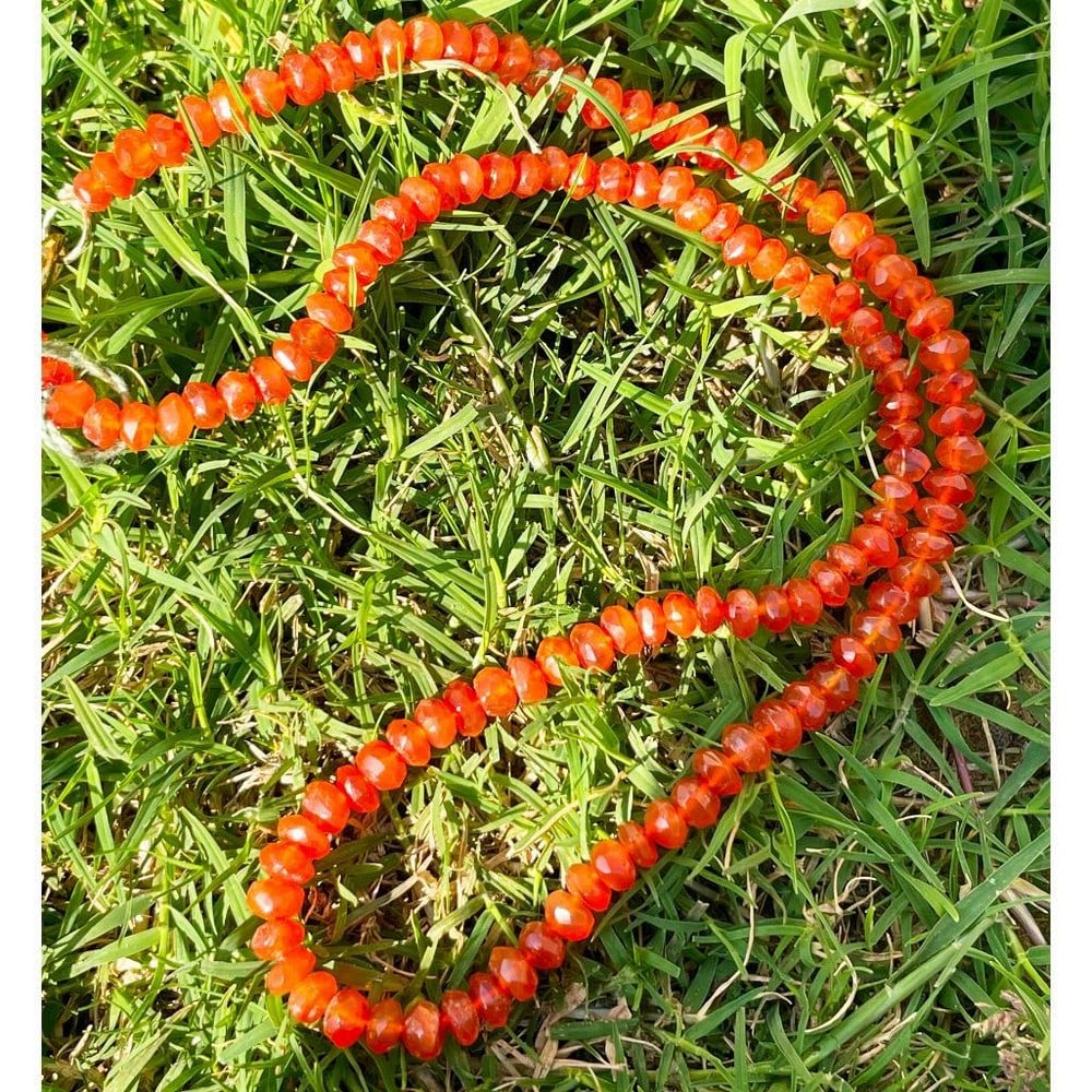 Orange Carnelian Button Shape Beads Necklace - 2