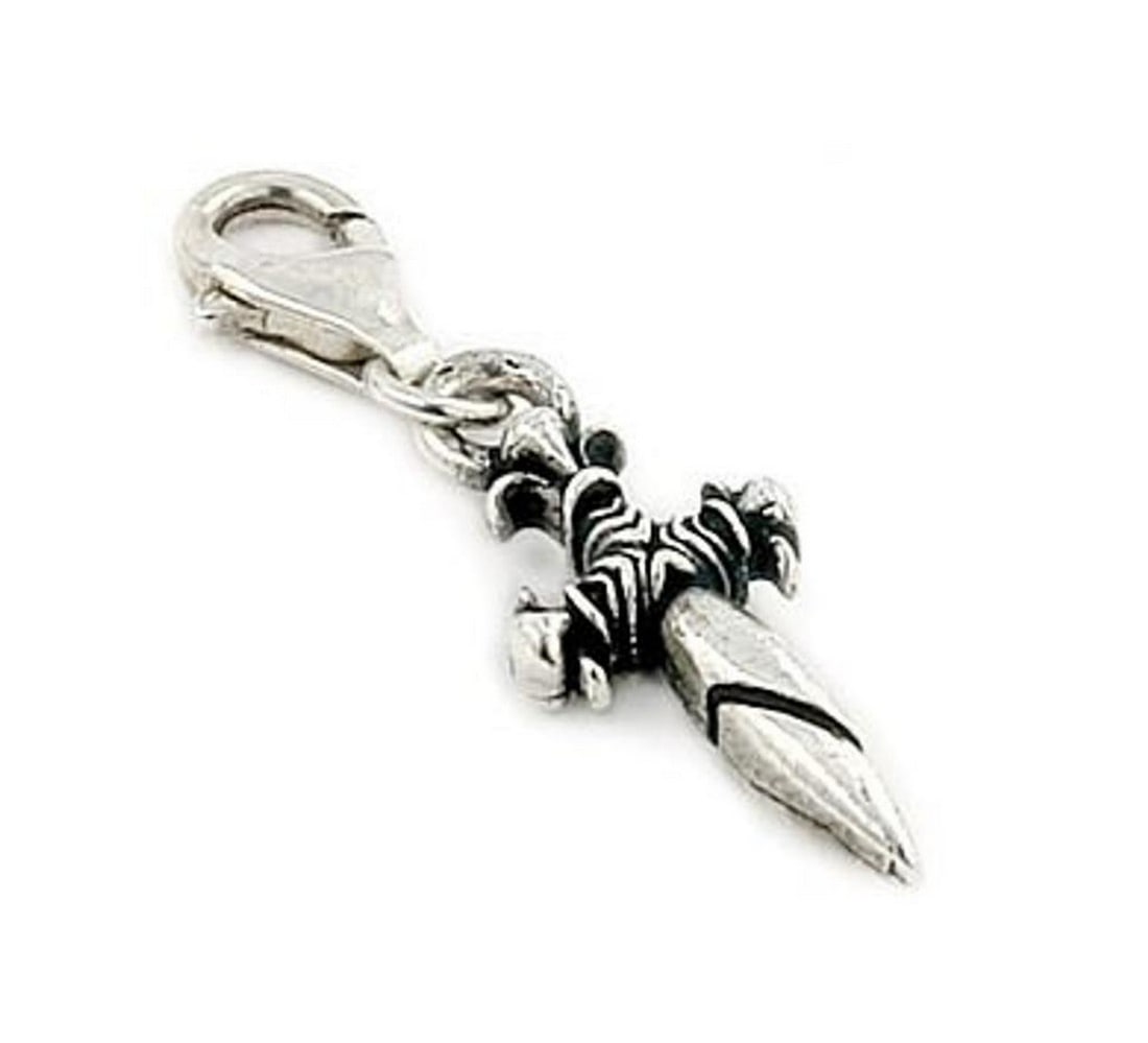 Twisted Blade Small 10mm 925 Sterling Silver Dagger Charm with Clasp (1 of 2)