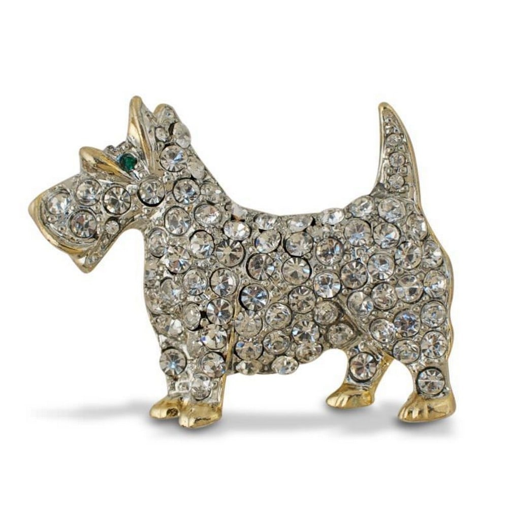 Terrier Dog Jeweled with Austrian Crystals Brooch (1 of 2)