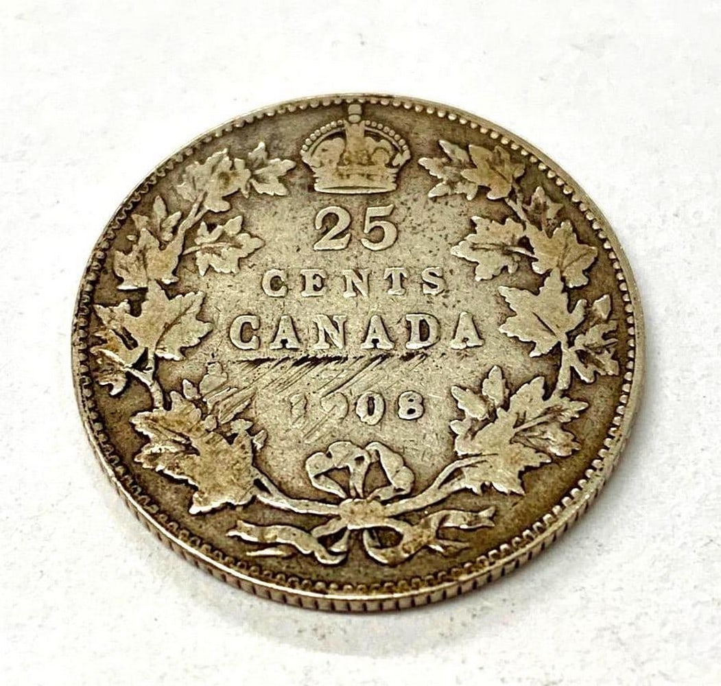 1908 Canadian 25 Cent Coin (1 of 2)
