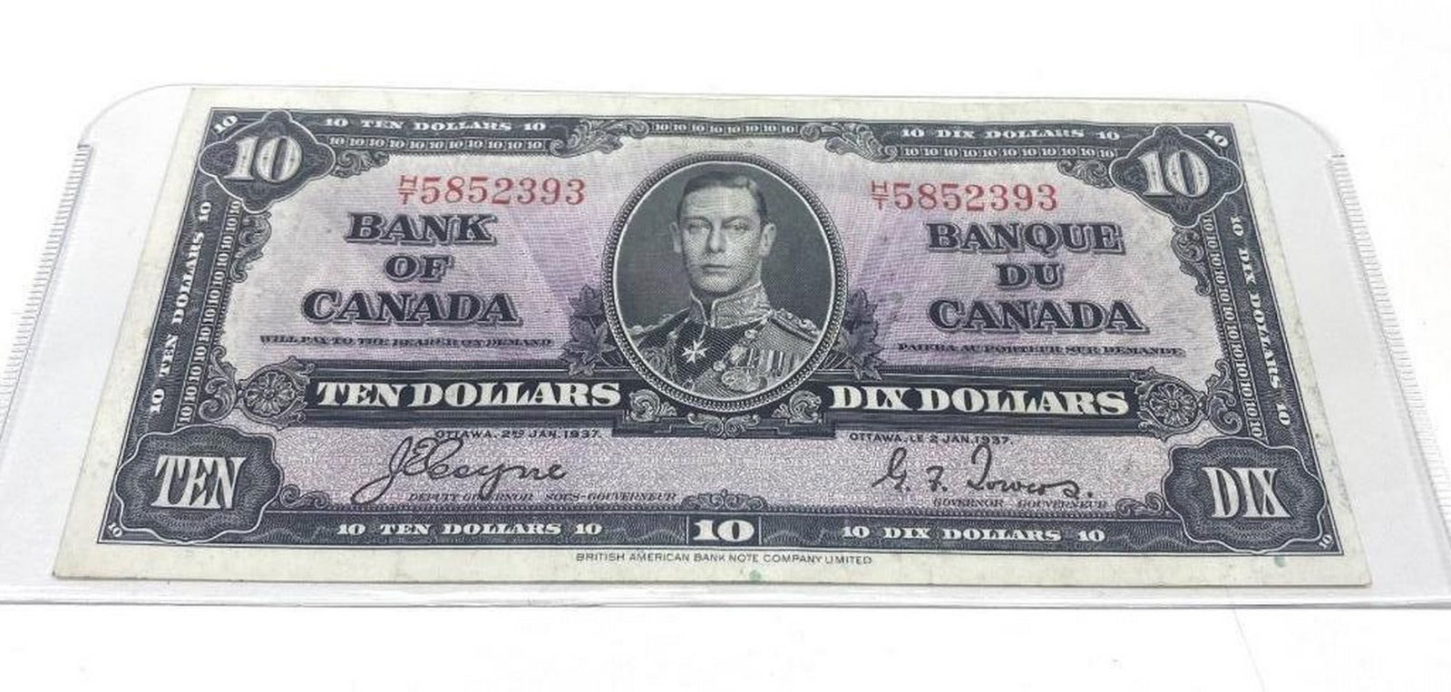 1937 Bank Of Canada $10 Bank Note - H/T 5852393 - Coyne & Towers (1 of 2)