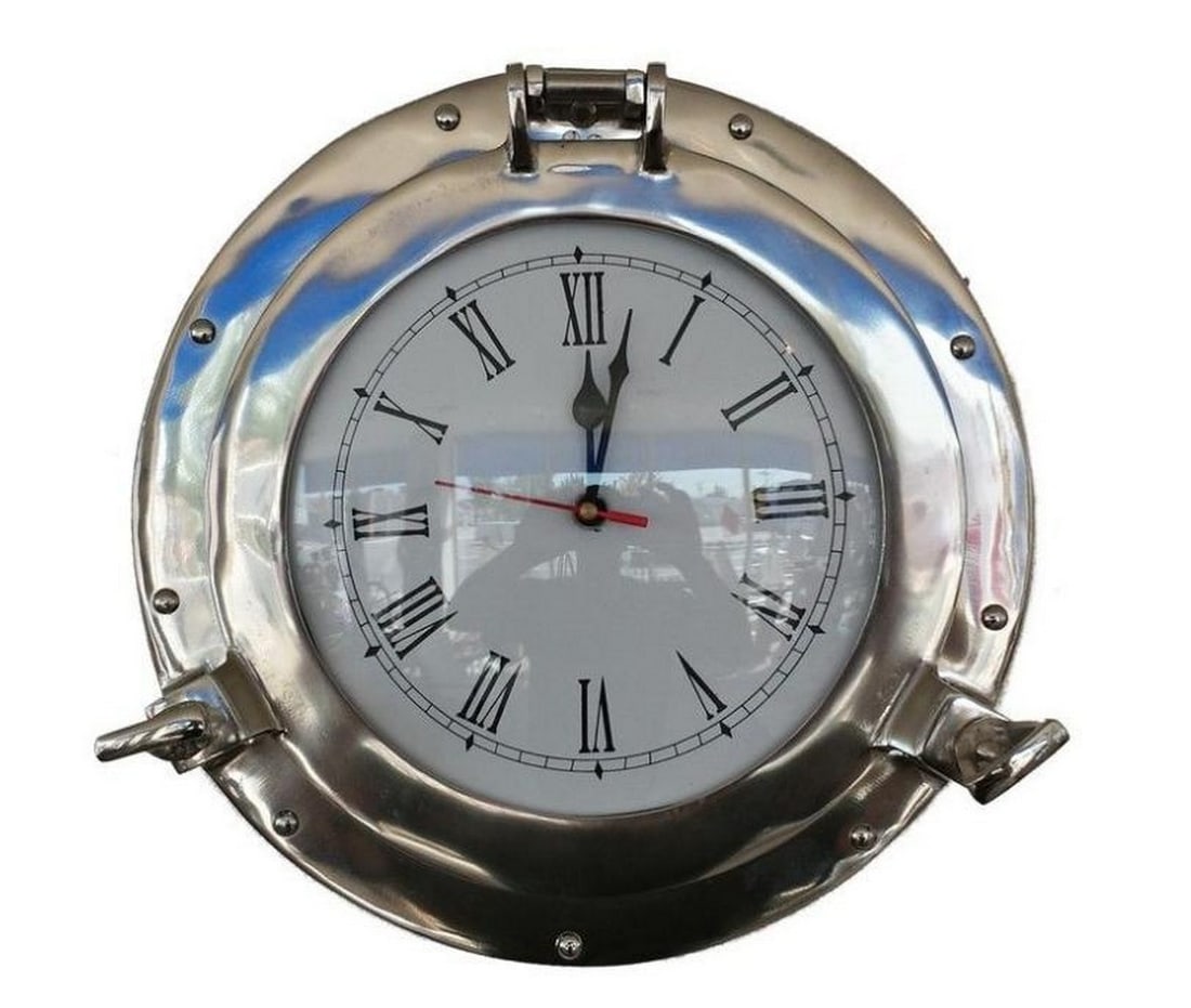 12" Deluxe Chrome Porthole Clock (1 of 3)