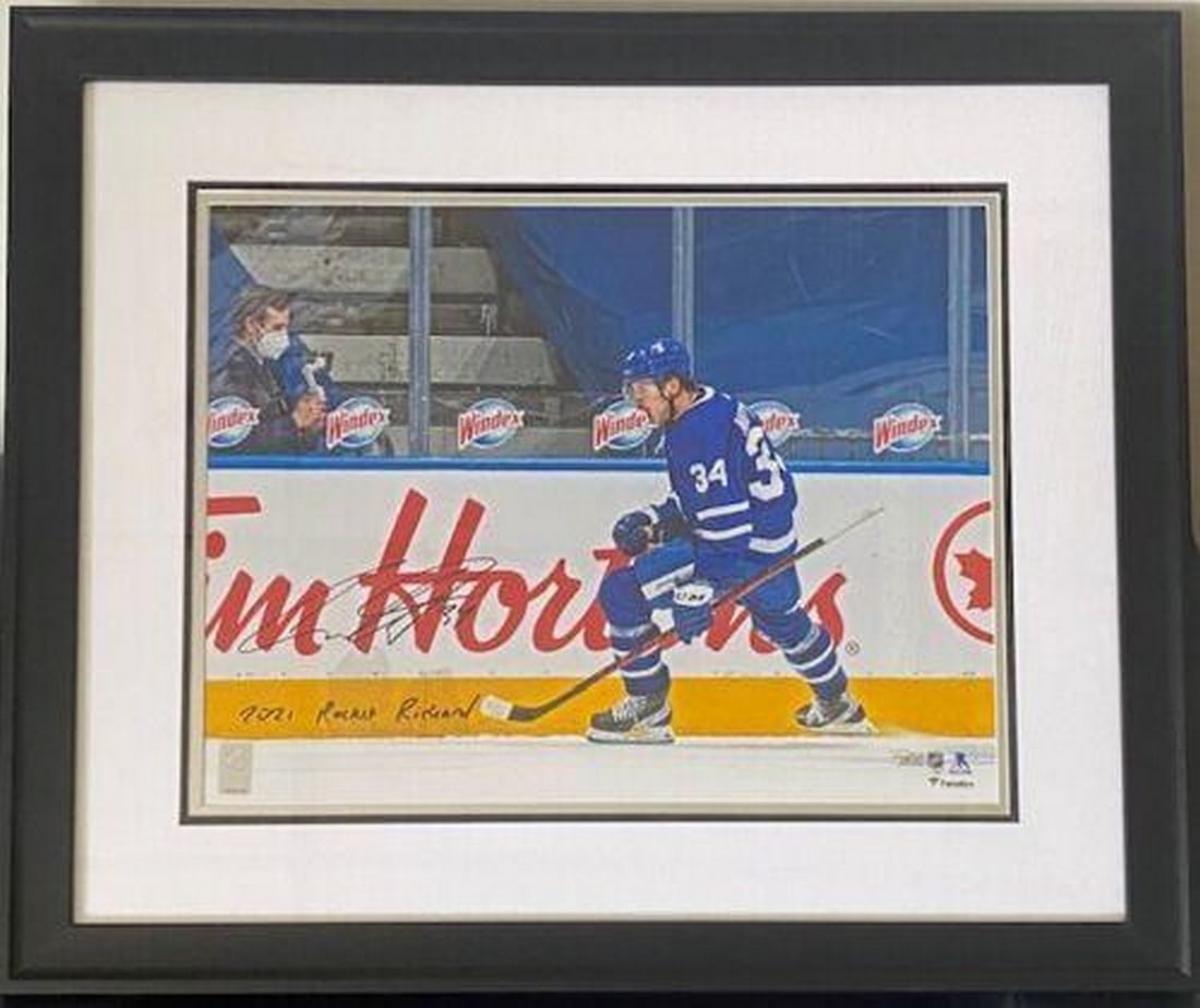 Authentic Auston Matthews "Rocket Richard" Autograph 25" x 30" Picture W/ COA (1 of 5)