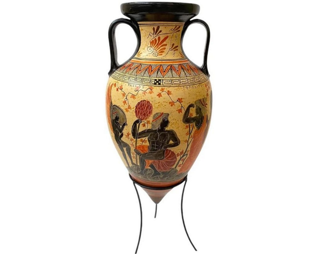 Rhyton Pottery Amphora with Metal Base – Dionysos with Aphrodite Replica (1 of 4)