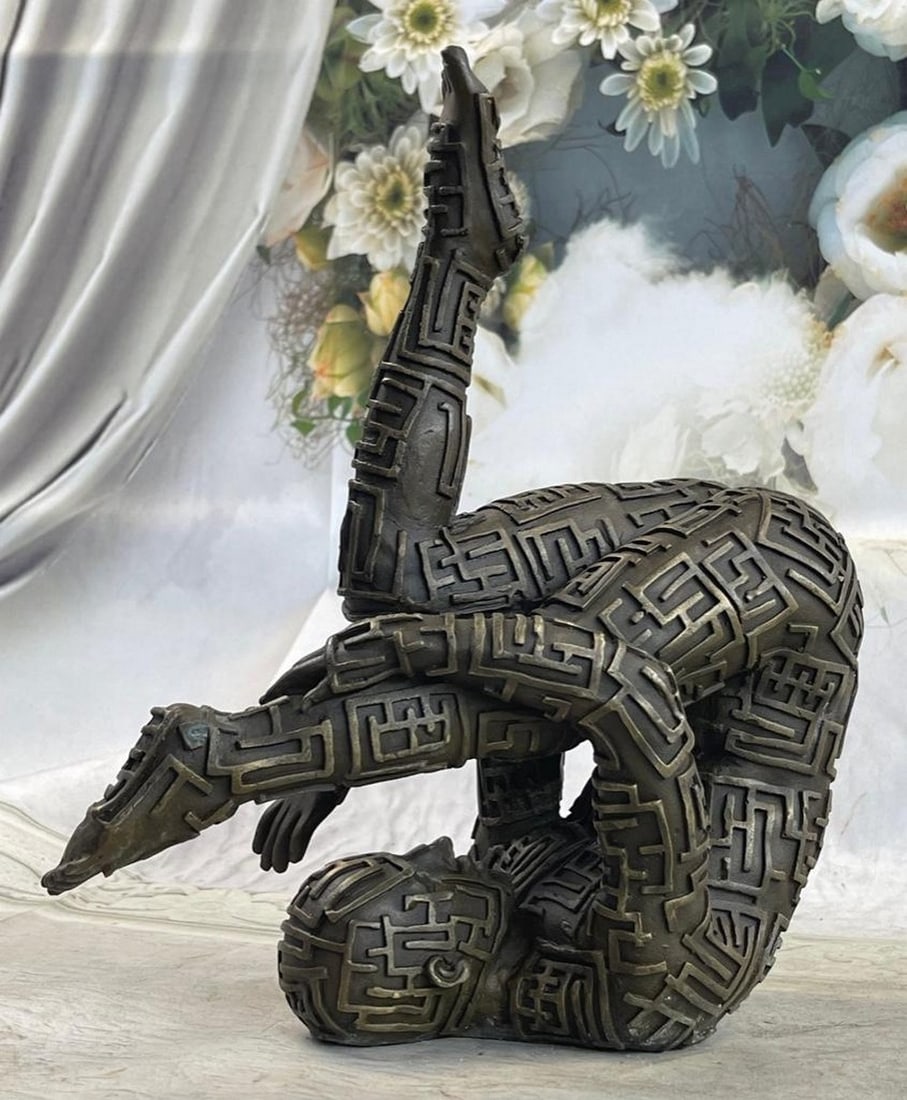 Abstract Modern Art Yoga Bronze Statue by Dali: Abstract Modern Art Yoga Bronze Statue by Dali This abstract is a very odd and creative one, I guarantee you that you will have people talking about it. You can tell its a figure of a man