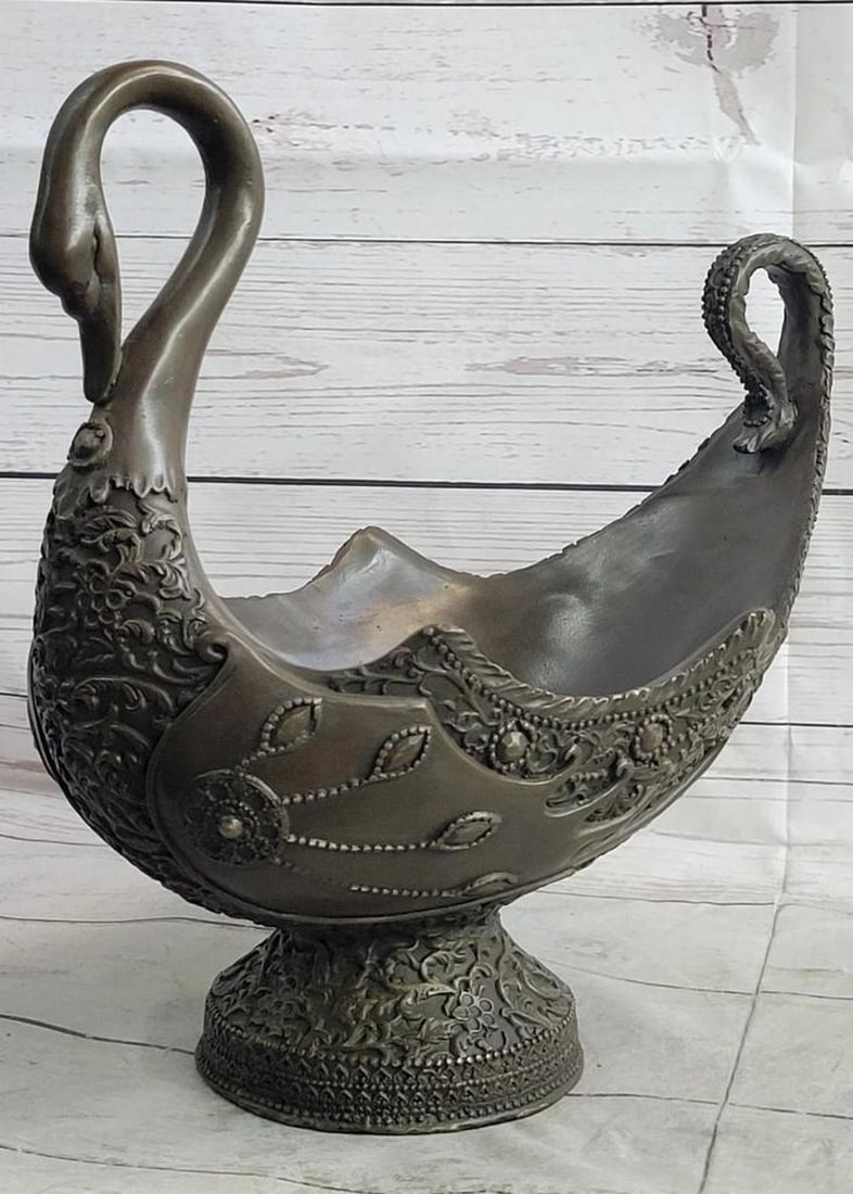 Swan Sweethearts Bronze Sculpture Dish by Aldo Vitaleh - 12" x 12" (1 of 9)
