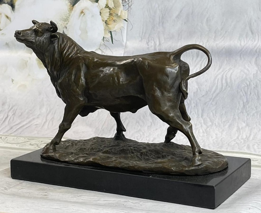 Barye Inspired Strong Male Bull Bronze Sculpture - 10" x 12" (1 of 8)