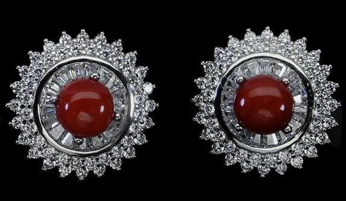 Elegant Italian Coral Round Earrings (1 of 3)